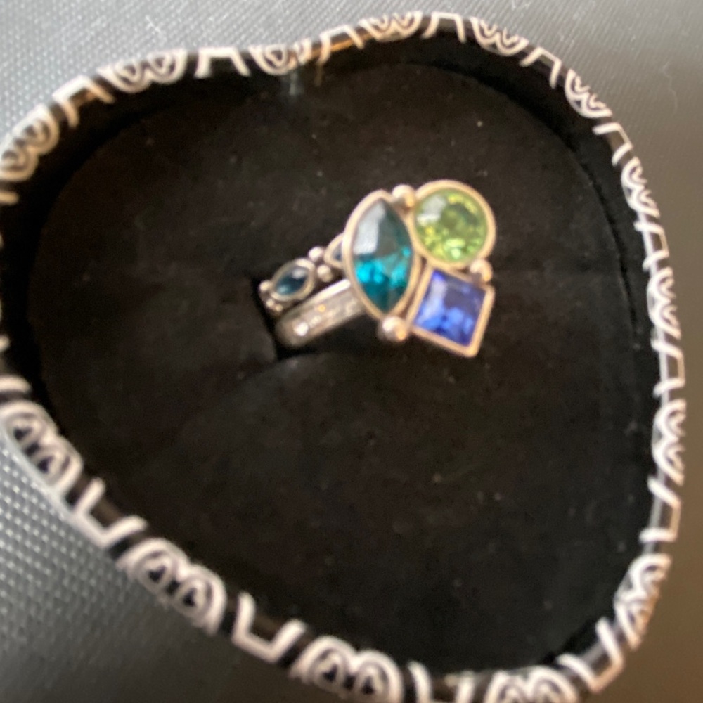 Brighton Blue & Green Swarovski Crystal Ring 6